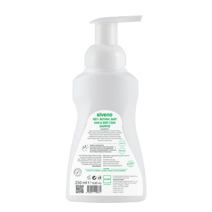Siveno 100% Natural Baby Hair & Body Foam Shampoo 250 ml
