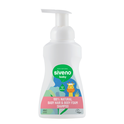 Siveno 100% Natural Baby Hair & Body Foam Shampoo 250 ml